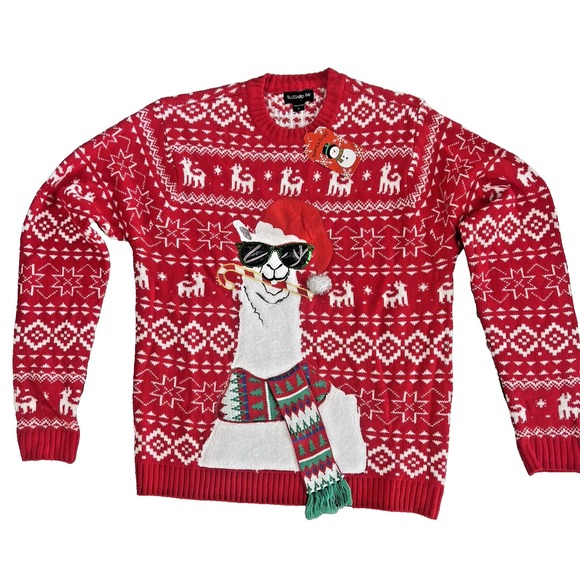 NEW Blizzard Bay Size large Ugly Christmas Sweater Lama candy cane holiday party - Picture 1 of 4